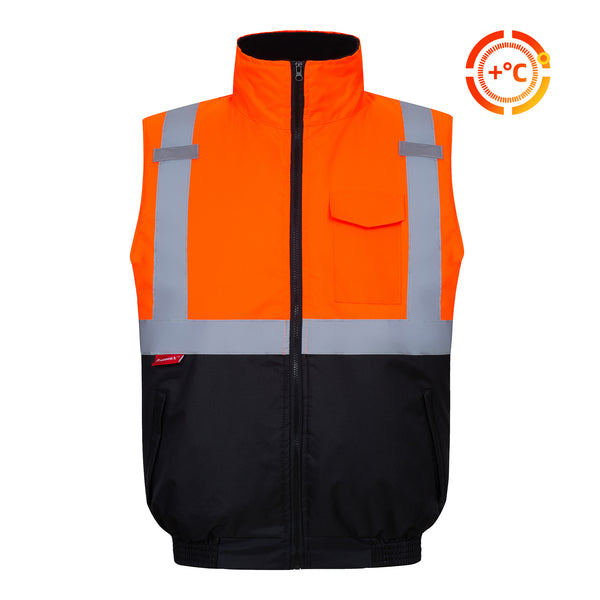 ProtectX Orange Winter Safety Vest Insulated High Visibility Construction Vest With Pockets