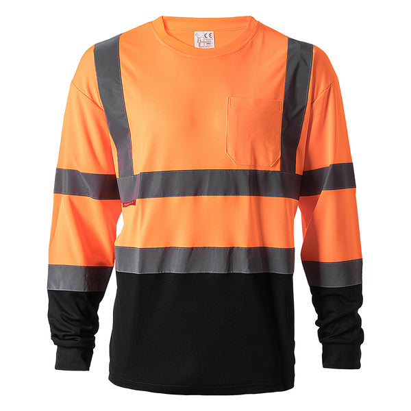 ProtectX Reflective High Visibility Shirt Neon Green Heavy-Duty Long Sleeve Safety T-Shirt Type R Class 2