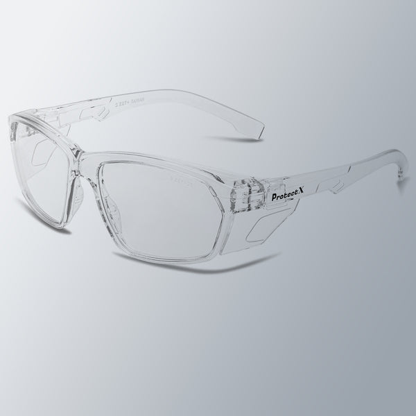 ProtectX Voyager Clear Frame Clear Safety Glasses Anti-Fog Scratch Resistant Lenses ANSI Z87.1