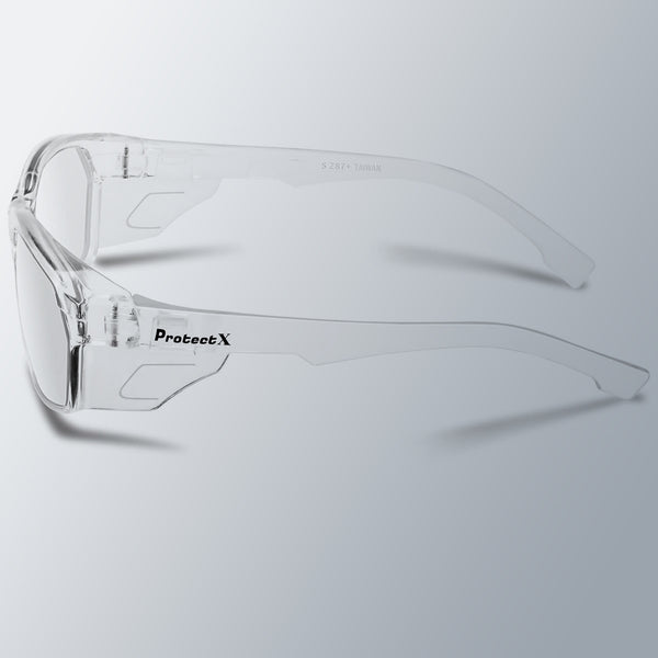 ProtectX Voyager Clear Frame Clear Safety Glasses Anti-Fog Scratch Resistant Lenses ANSI Z87.1