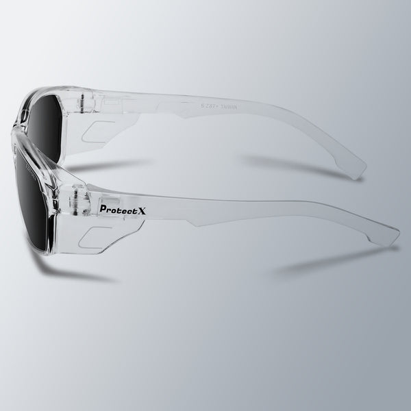 ProtectX Voyager Clear Frame Smoke Safety Glasses Anti-Fog Scratch Resistant Lenses ANSI Z87.1