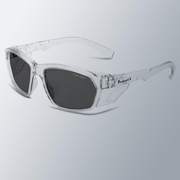 ProtectX Voyager Clear Frame Smoke Safety Glasses Anti-Fog Scratch Resistant Lenses ANSI Z87.1