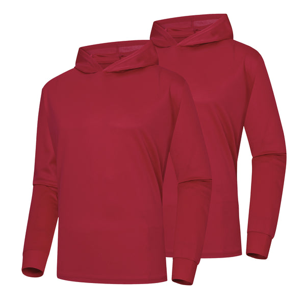 ProtectX Wine Red 2-Pack Sun Protection Hoodies UPF 50+ Quick Dry Long Sleeve Athletic Shirts