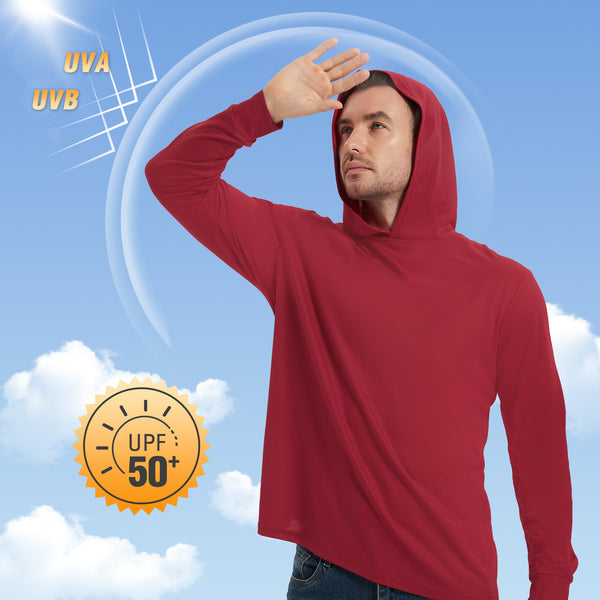 ProtectX Wine Red 2-Pack Sun Protection Hoodies UPF 50+ Quick Dry Long Sleeve Athletic Shirts