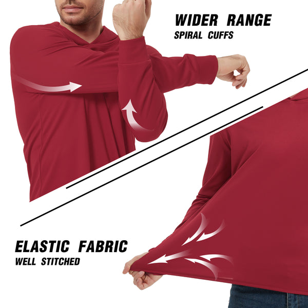 ProtectX Wine Red 2-Pack Sun Protection Hoodies UPF 50+ Quick Dry Long Sleeve Athletic Shirts