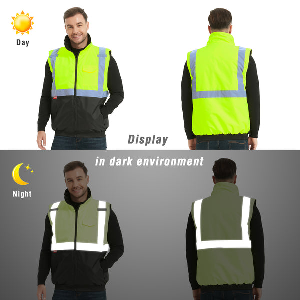 ProtectX Winter Safety Vest Insulated High Visibility Construction Vest With Pockets