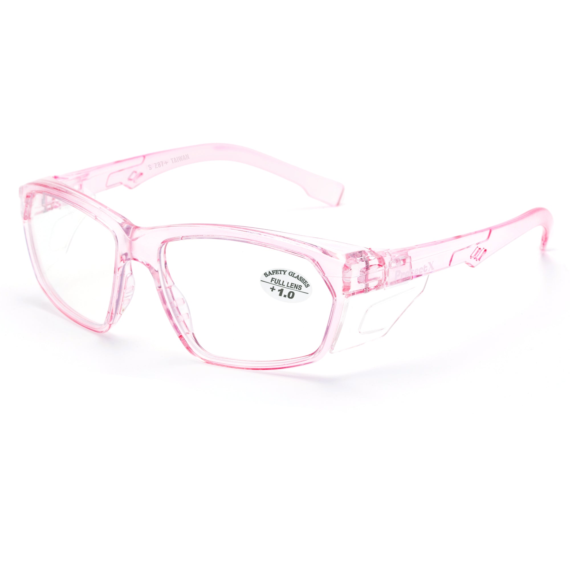 ProtectX Pink Safety Glasses with Readers, Anti-Fog Safety Glasses with Side Shields, ANSI Z87.1 Protective Eyewearfor Men Women