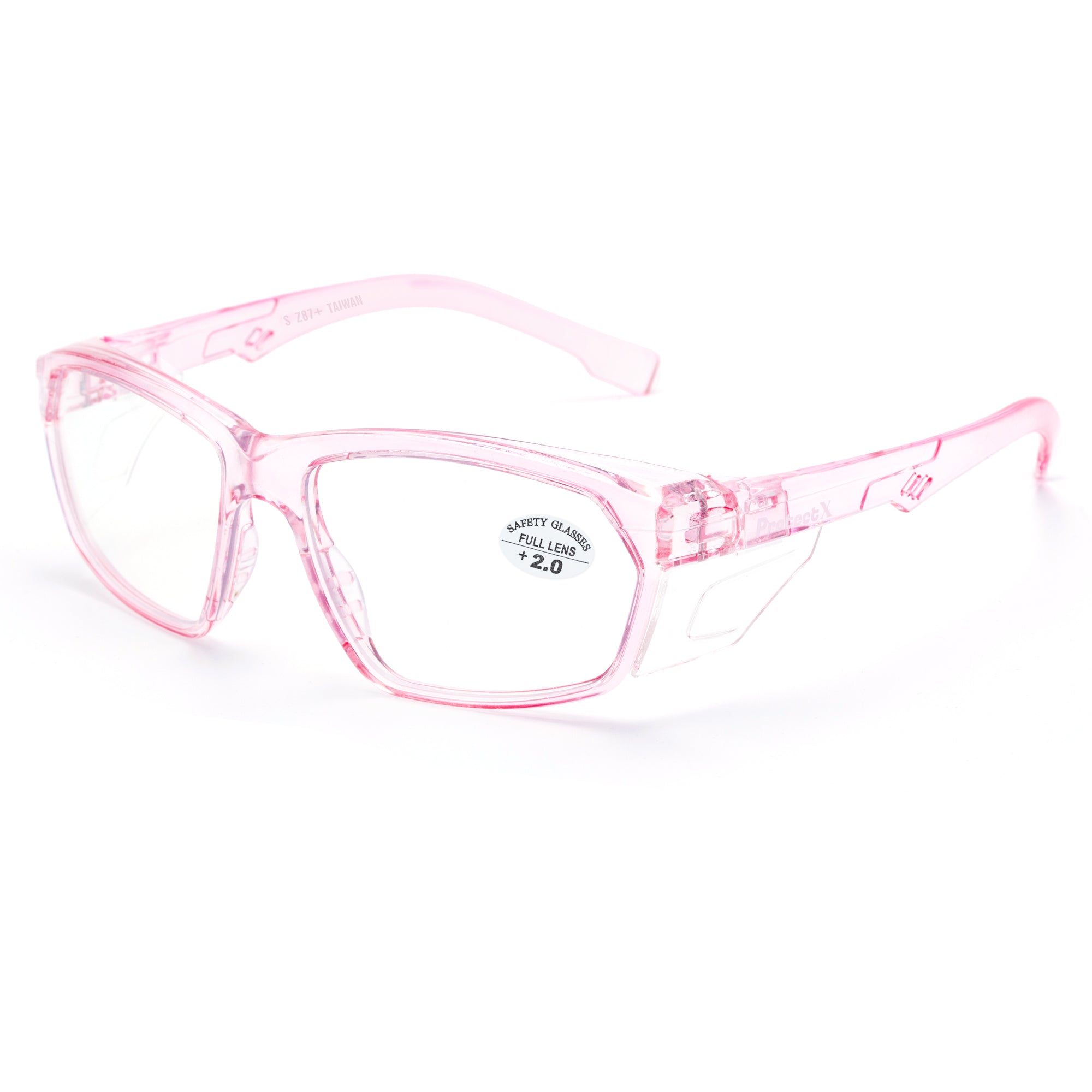 pink safety goggles ProtectX Classic Pink Safety Glasses Anti-Fog Scratch Resistant Lenses Protective +1.0/1.5/2.0 Diopter Reading Glasses ANSI Z87.1