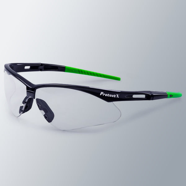 ProtectX Evergreen Clear Safety Glasses Anti-Fog Scratch Resistant Lenses ANSI Z87.1
