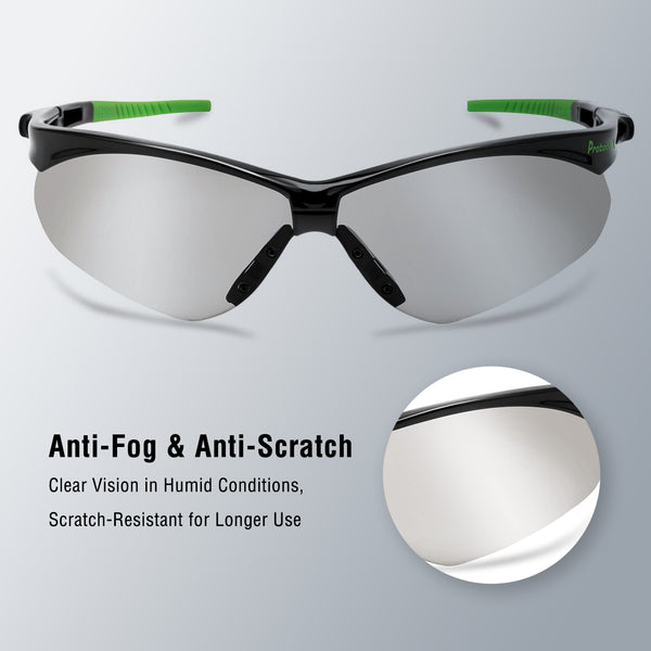 ProtectX Evergreen Indoor/Outdoor 2 Pk Safety Glasses Anti-Fog Scratch Resistant Lenses ANSI Z87.1