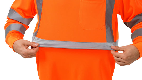 ProtectX 3 Pack High Elasticity Men's High Visibility Shirts Orange Reflective Safety T-Shirts for Construction, Type R Class 3