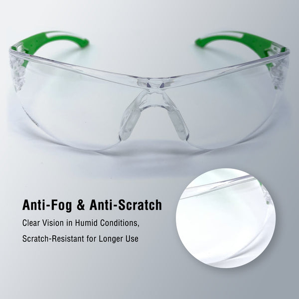 ProtectX Roxy Clear Safety Glasses with Anti-Fog Scratch Resistant Lenses Non-Slip Grips ANSI Z87.1