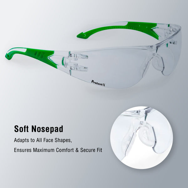 ProtectX Roxy Clear Safety Glasses with Anti-Fog Scratch Resistant Lenses Non-Slip Grips ANSI Z87.1