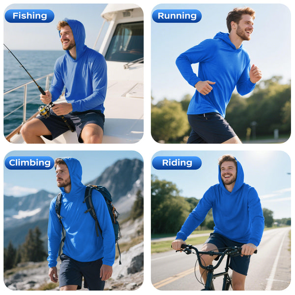 ProtectX 2-Pack Neon Green Moisture Wicking Long Sleeve Hoodies UPF 50+ Sun Protection Shirts For Men