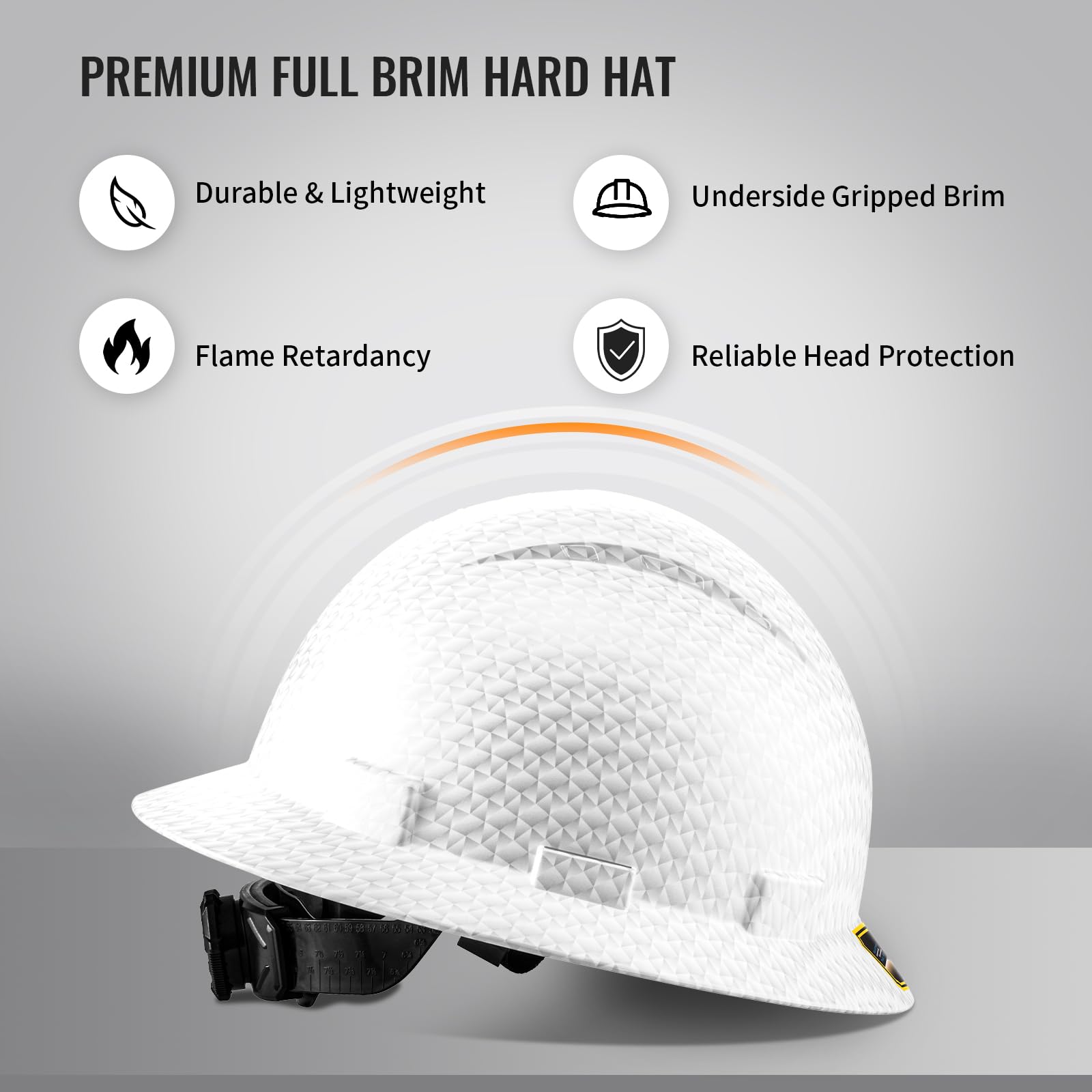 Zeluga 15-447 HDPE Full Brim Hard Hat, Construction Safety Helmet With