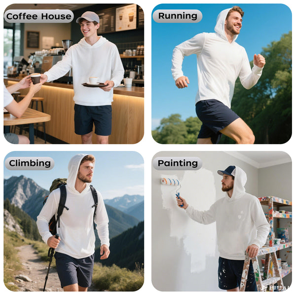 ProtectX 2-Pack White Lightweight Long Sleeve Hoodies UPF 50+ Sun Protection Shirts For Men
