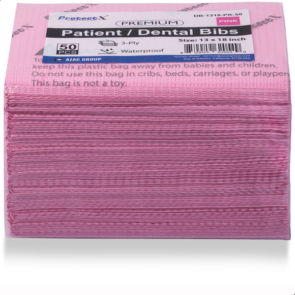 Disposable Dental Bibs Napkin 50Pcs Pink - AZAC Group