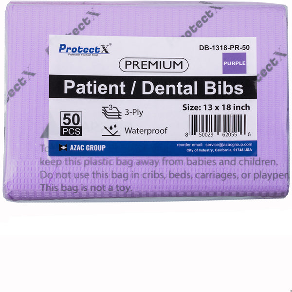 Disposable Dental Bibs Napkin 50Pcs Purple - AZAC Group