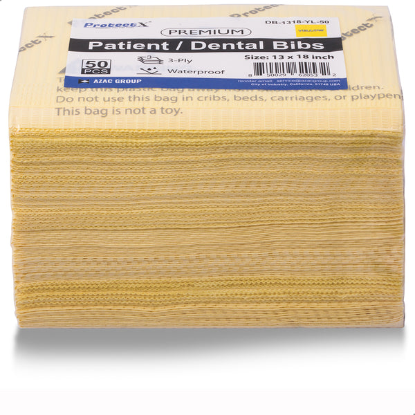 Disposable Dental Bibs Napkin 50Pcs Yellow - AZAC Group