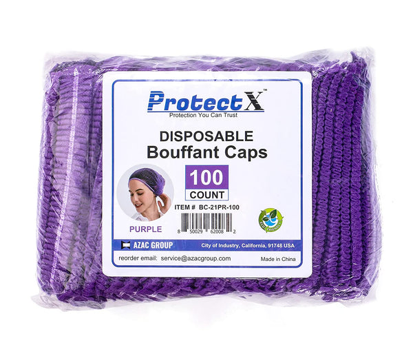 Disposable Bouffant Cap (Hair Net) 21" - Purple - AZAC Group