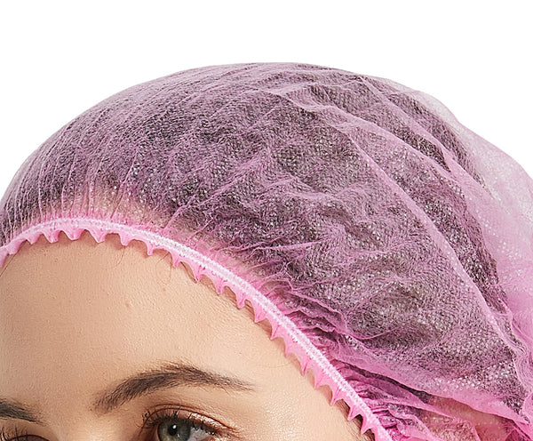 Disposable Bouffant Cap (Hair Net) 21" - Pink - AZAC Group