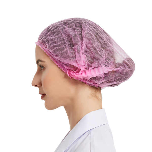 Disposable Bouffant Cap (Hair Net) 21" - Pink - AZAC Group