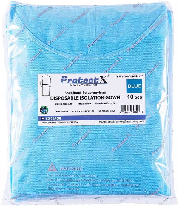 Disposable Breathable Polypropylene Isolation Gown Blue - AZAC Group